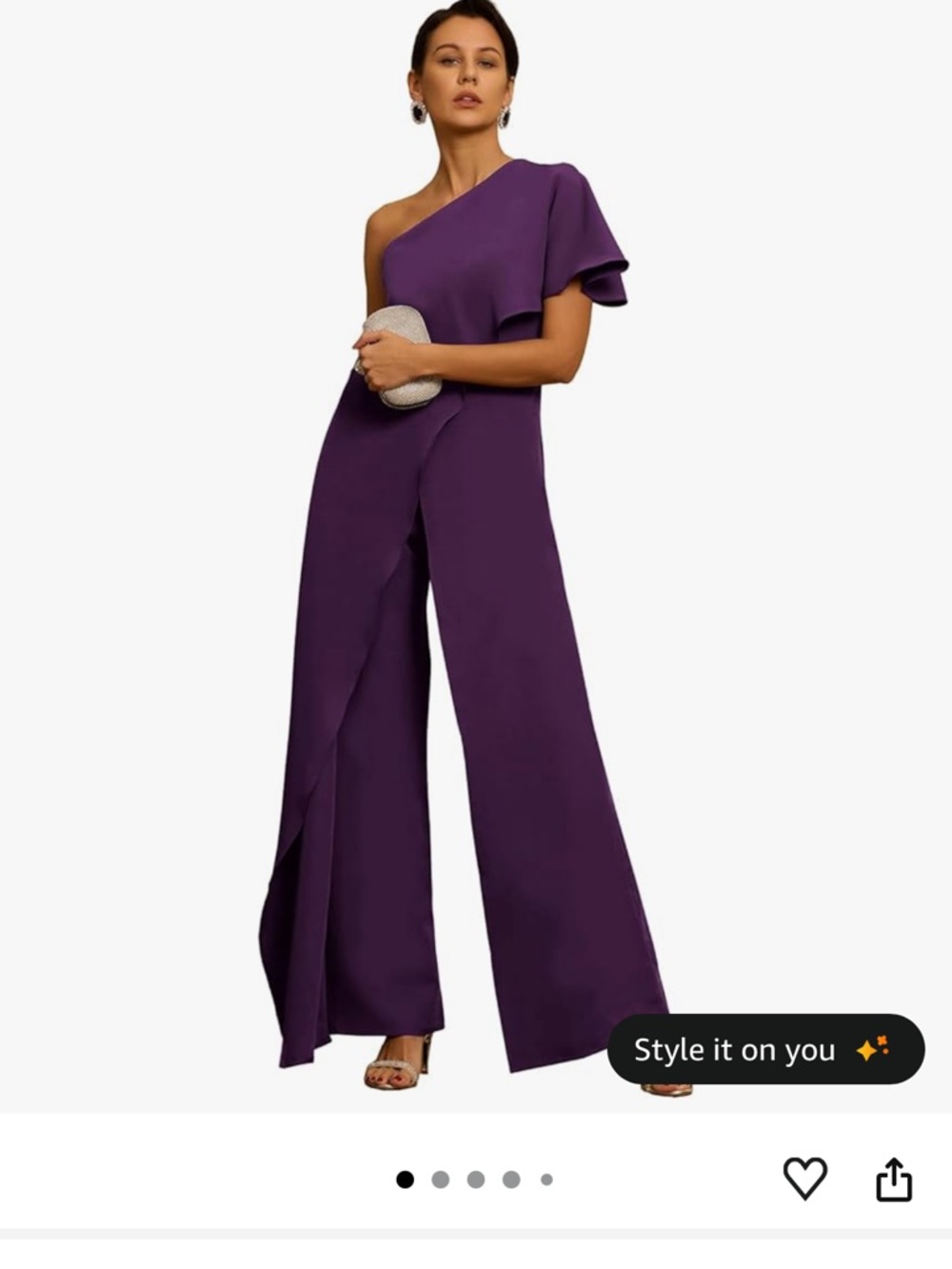 One-Shoulder Wide-Leg Jumpsuit in Plum